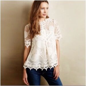 Anthropologie HD in Paris Pineapple Lace Blouse Size 4